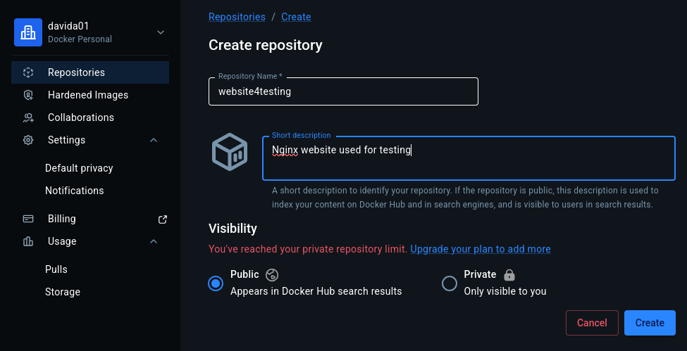 Screenshot of Dockerhub2