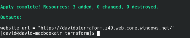 Image showing Terraform output